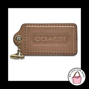 RARE 3" XL COACH Saddle Brown Leather Brass Key Fob Bag Charm Keychain Hang Tag